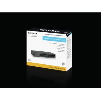 Netgear GS324 No administrado Gigabit Ethernet (10 100 1000) Negro 1U GS324-100EUS