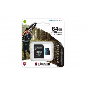 Kingston Canvas Go! Plus 64GB MicroSD Clase 10 UHS-I SDCG3 64GB