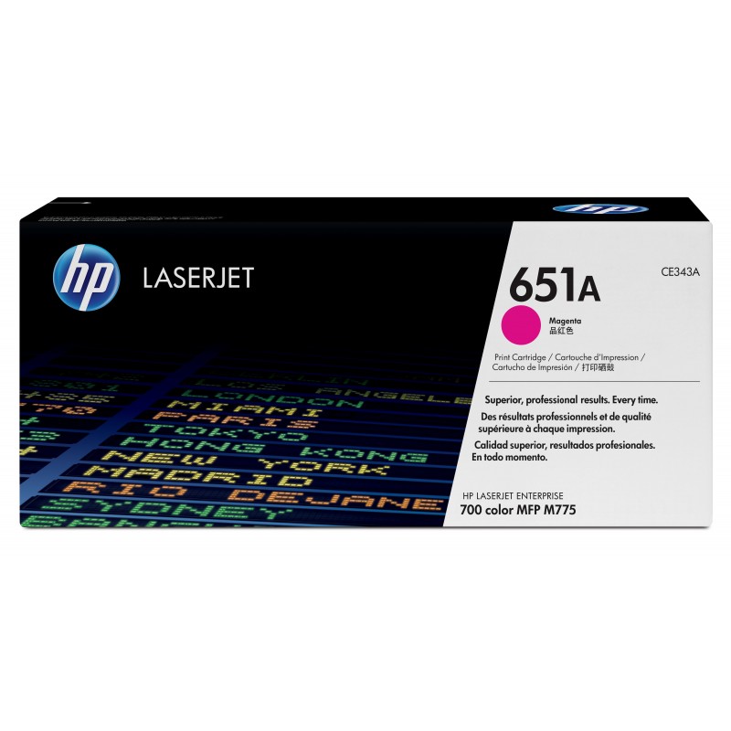 Cartucho de tóner original LaserJet HP 651A magenta CE343A