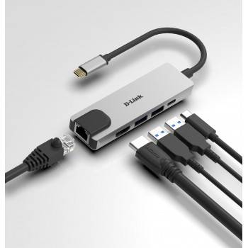 D-Link DUB-M520 - USB 3.0 (3.1 Gen 1) Type-C Aluminio, Negro