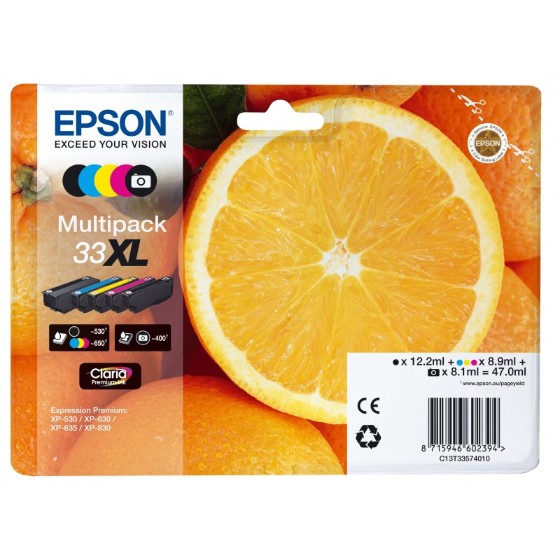 Epson C13T33574021 33XL Negro, Cian, Magenta, Amarillo C13T33574021