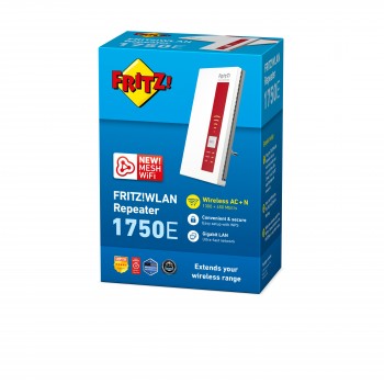 Repetidor WIFI FRITZ! 1750E - Aumenta cobertura inalambrica - 1300 + 450 MBIT S -  (2,4 y 5 GHz) - WPS - WPA2 - PUNTO DE AC