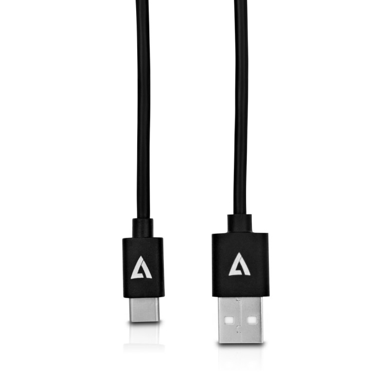 V7 USB2.0A a USB-C Cable 2m Negro, USB A, USB C, Macho Macho, Derecho, Derecho, Oro V7U2AC-2M-BLK-1E