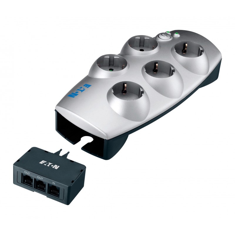 Eaton Protection Box 5 Tel@+TV DIN 5 salidas AC 220-250 V Plata 66936