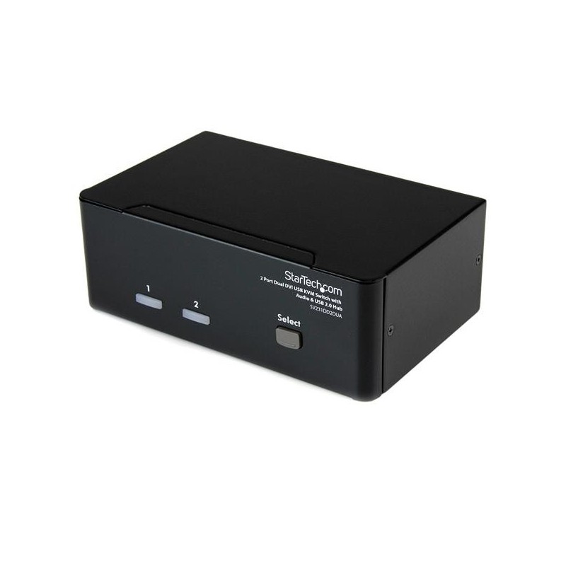 StarTech.com Conmutador Switch KVM de 2 Puertos Doble Monitor DVI Audio 4 Puertos USB 1920x1200, USB SV231DD2DUA