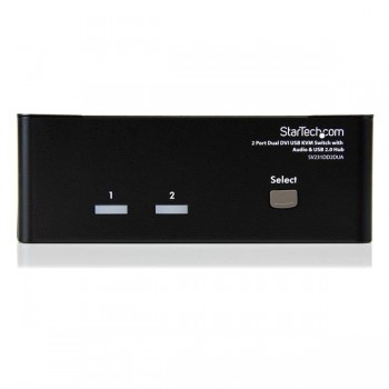StarTech.com Conmutador Switch KVM de 2 Puertos Doble Monitor DVI Audio 4 Puertos USB 1920x1200, USB SV231DD2DUA