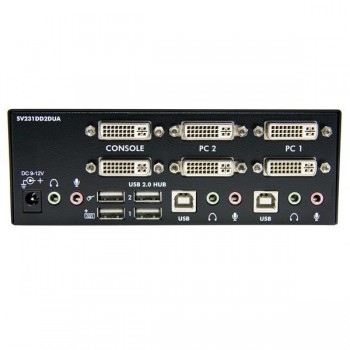 StarTech.com Conmutador Switch KVM de 2 Puertos Doble Monitor DVI Audio 4 Puertos USB 1920x1200, USB SV231DD2DUA