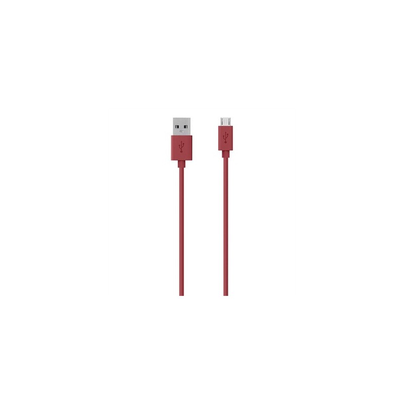 Belkin F2CU012BT2M-RED, 2 m, USB A, Micro-USB B, 2.0, Macho Macho, Rojo