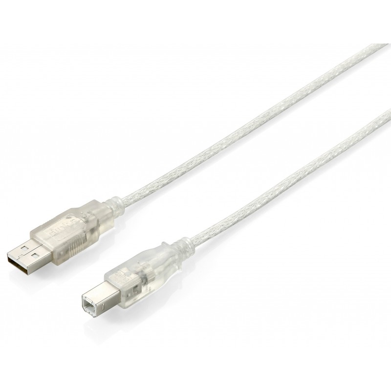 Equip USB A USB B 2.0 1.8m cable USB 1,8 m Macho Plata, Transparente 128650