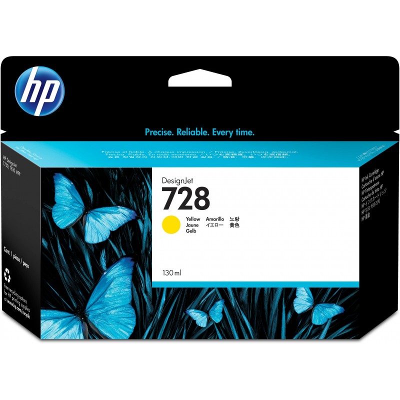 HP 728 - Amarillo tintado - original - DesignJet - cartucho de tinta - para DesignJet T730, T830 F9J65A