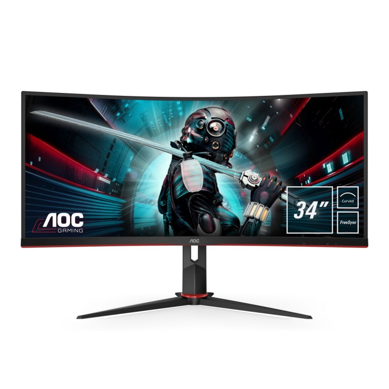 AOC Gaming CU34G2 BK - 34" - 3440x1440 - WQHD - Negro, Rojo