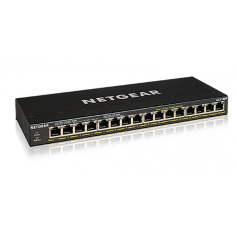 Netgear GS316PP Gigabit Ethernet (10 100 1000) Negro Energía sobre Ethernet (PoE) GS316PP-100EUS