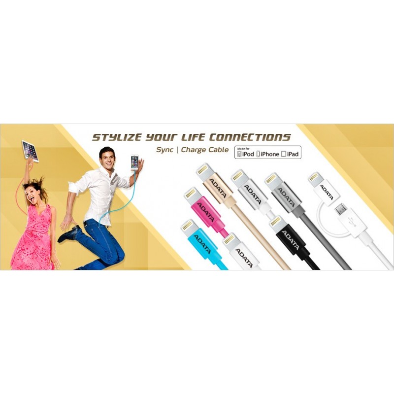 CABLE LIGHTNING A USB(A) ADATA NEGRO AMFIPL-100CM-CBK