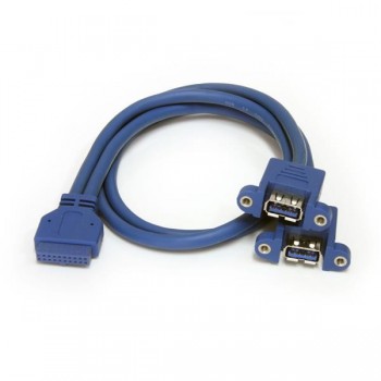 StarTech.com Cable Extensor 50cm 2 Puertos USB 3.0 para Montaje en Panel conexión a Placa Base - Hem USB3SPNLAFHD