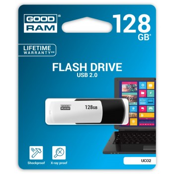 Goodram UCO2, 128 GB, USB tipo A, 2.0, 20 MB s, Girar, Negro, Blanco UCO2-1280KWR11