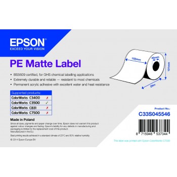Epson PE Matte Label - Continuous Roll  102mm x 29m C33S045546