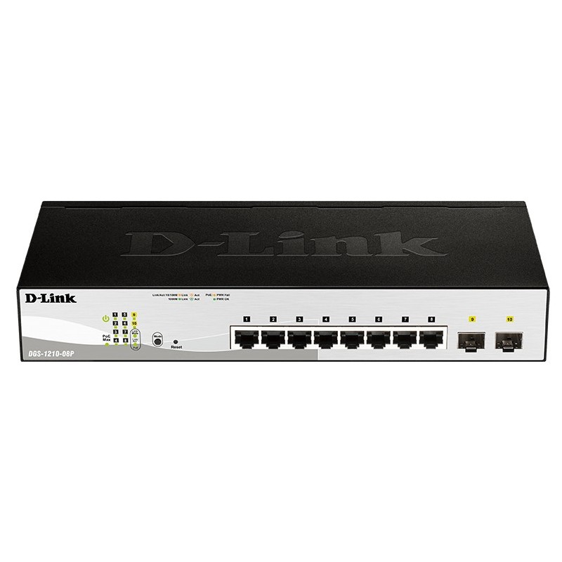 D-Link DGS-1210-08P 8 puertos RJ-45 Negro DGS-1210-08P