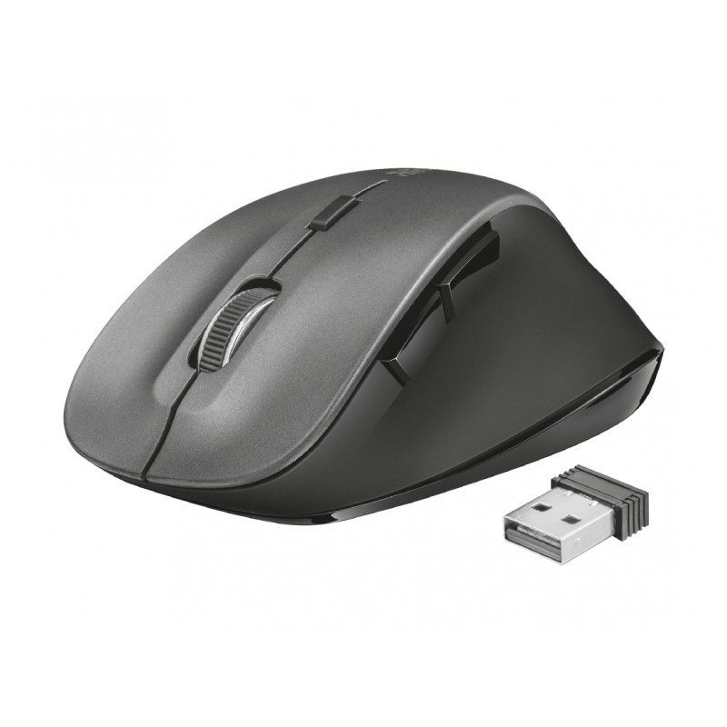 Trust Ravan, mano derecha, Óptico, USB, 1600 DPI, Negro 22878