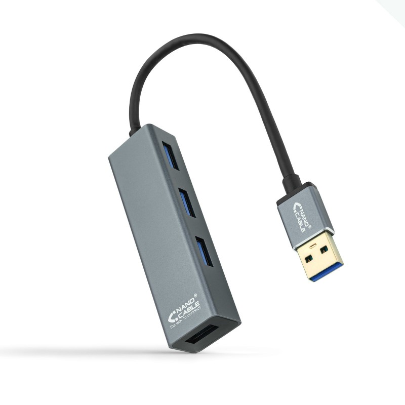 Nanocable USB 3.0 4xUSB3.0. USB-A M-USB 3.0 H, Gris, 10 cm 10.16.4402