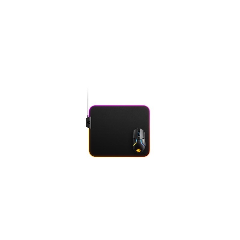 Steelseries QcK Prism Cloth Medium, Negro, Monótono, Tela, Caucho, Silicona, Retroiluminación LED, M 63825