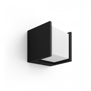Philips Hue Fuzo - Aplique exterior negro - luz blanca cálida regulable - Abierto Cuadrado 8718696170625