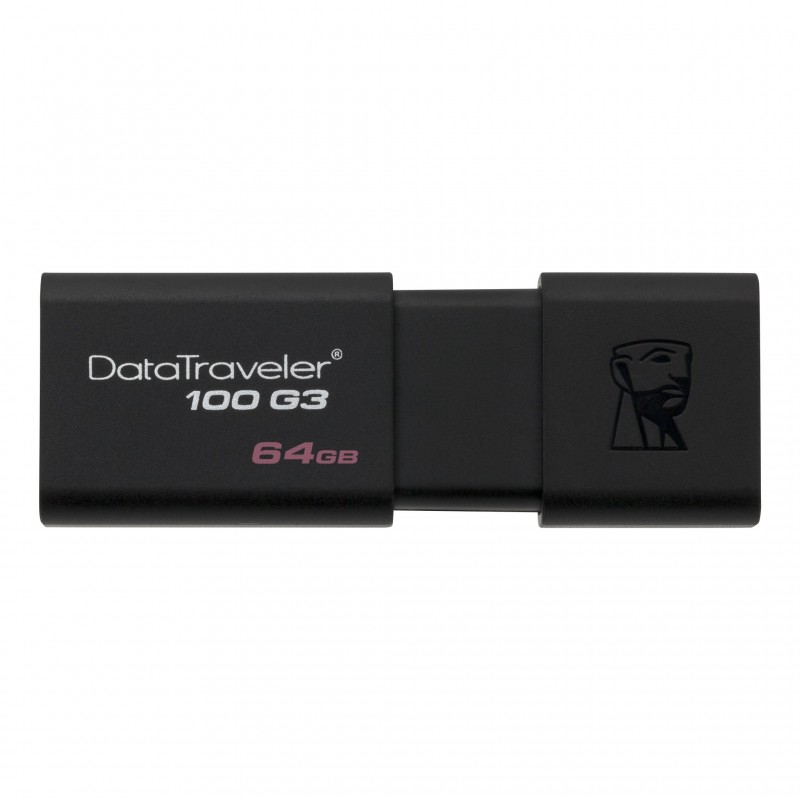 Kingston Technology DataTraveler 100 G3 unidad flash USB 64 GB USB tipo A 3.2 Gen 1 (3.1 Gen 1) Negr DT100G3 64GB-3P