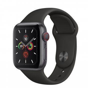 Apple Watch Series 5 GPS + Cellular 40mm - Gris Espacial con correa deportiva en Negro MWX32TY A