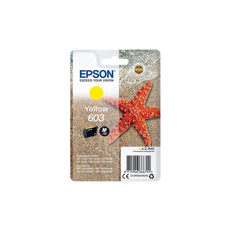 Epson Singlepack Yellow 603 Ink C13T03U44010