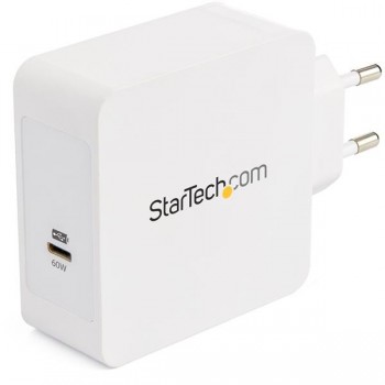 StarTech.com Cargador de Pared USB-C de 1 Puerto con 60W de Entrega de Alimentación PD WCH1CEU