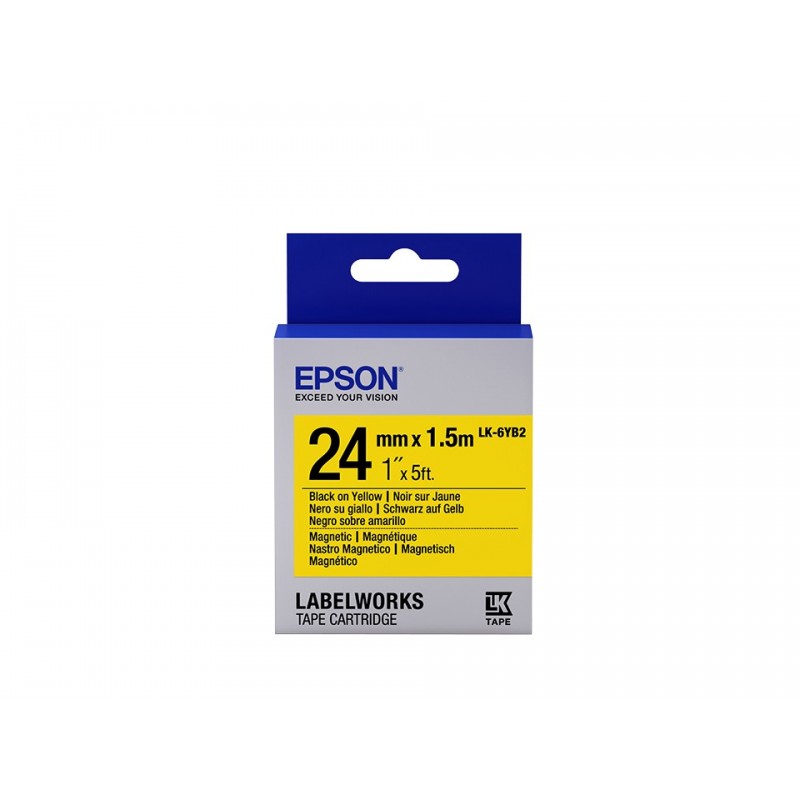 Epson Cartucho de etiquetas magnéticas LK-6YB2 negro amarillo 24 mm (1,5 m) C53S656011          