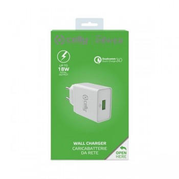 CELLY CARGADOR RED USB CARGA RAPIDA QC 18W BLANCO TCUSBQC30WH