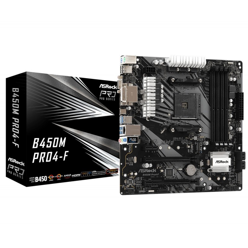 Asrock B450M Pro4-F Zócalo AM4 Micro ATX AMD B450 90-MXBAB0-A0UAYZ