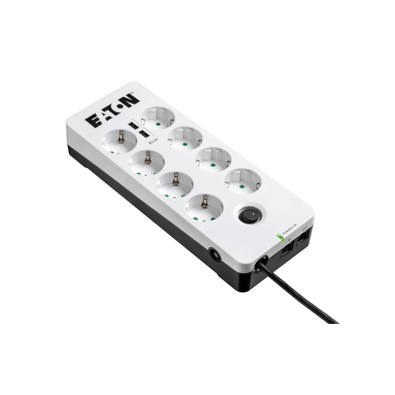 Eaton PB8TUD limitador de tensión 8 salidas AC 220-250 V Negro, Blanco