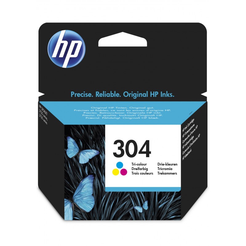 HP Cartucho de tinta Original 304 tricolor, HP, N9K05AE, Cian, Magenta, Amarillo, DeskJet 3720, Desk N9K05AEABE