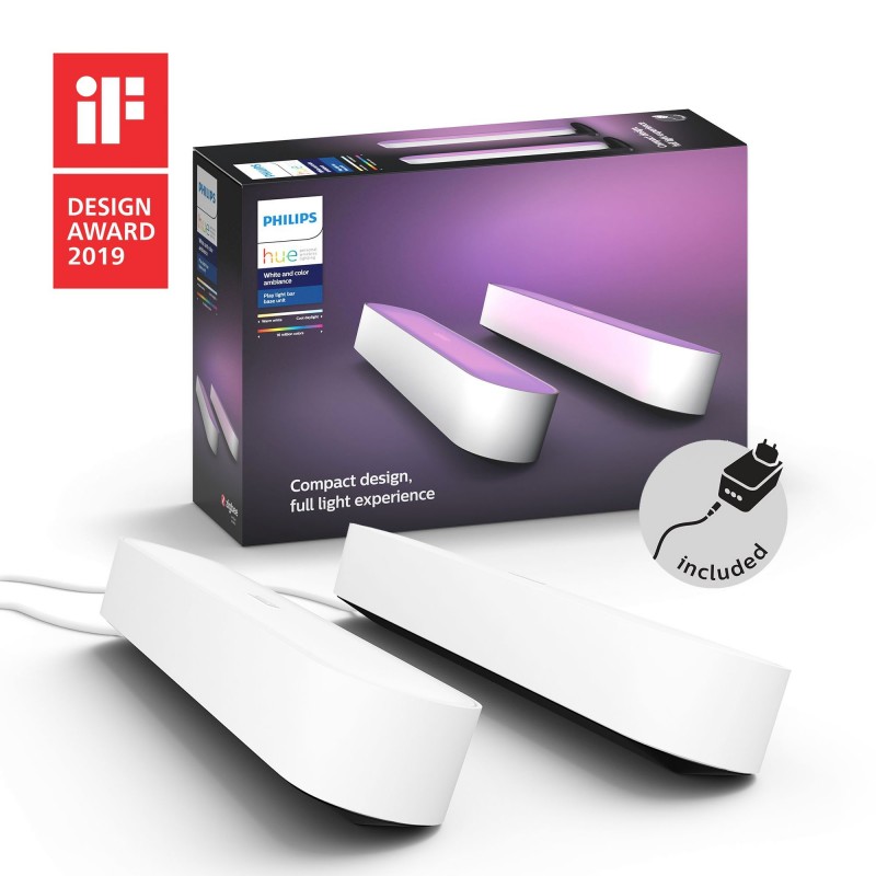Philips Hue Play - Pack Barra de luz regulable blanca (X2) - Luz blanca y de colores 8718696170793