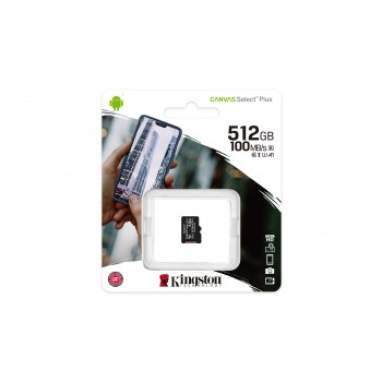 Kingston Canvas Select Plus - 512 GB MicroSDXC Clase 10 UHS-I SDCS2 512GBSP
