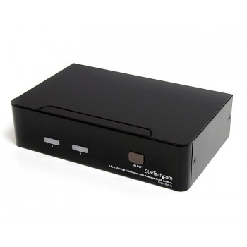 StarTech.com Conmutador Switch KVM - 2 puertos USB 2.0 - Audio Vídeo DVI, USB, USB, DVI-I, 1920 x 12 SV231DVIUA