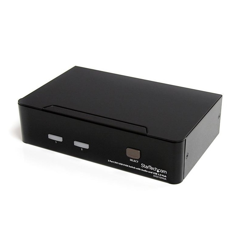StarTech.com Conmutador Switch KVM - 2 puertos USB 2.0 - Audio Vídeo DVI, USB, USB, DVI-I, 1920 x 12 SV231DVIUA