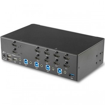 StarTech.com Switch Conmutador KVM de 4 Puertos HDMI - 4K de 30Hz - de Pantalla Doble, 4K Ultra HD,  SV431DHD4KU