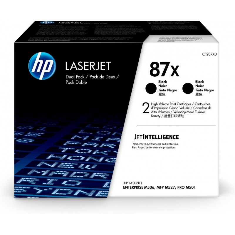 Paquete de 2 cartuchos de toner negro Originales HP LaserJet 87X de alta capacidad CF287XD