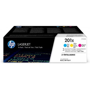 Paquete de 3 cartuchos de tóner cian magenta amarillo Originales LaserJet 201X de alta capacidad CF253XM