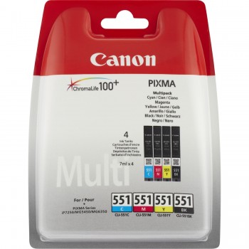 Canon CLI-551 C M Y BK w o sec Negro, Cian, Magenta, Amarillo 6509B009