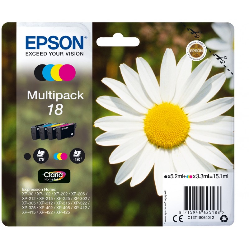 Epson C13T18064012 Negro, Cian, Magenta, Amarillo C13T18064012