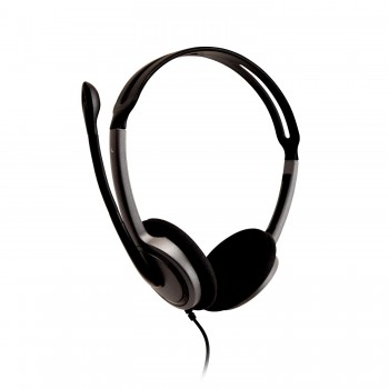 V7 HA212-2EP auricular con micrófono Diadema Binaural Negro, Plata