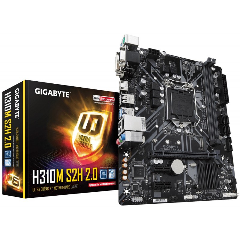 Gigabyte H310M S2H 2.0, DDR4-SDRAM, DIMM, 2133,2400,2666 MHz, Dual, 32 GB, Intel