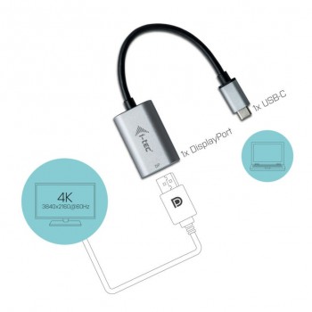 i-tec Metal USB-C Metal Display Port Adapter 4K 60Hz, USB-C 3.1, Display Port, Macho Hembra, 0,15 m, C31METALDP60HZ