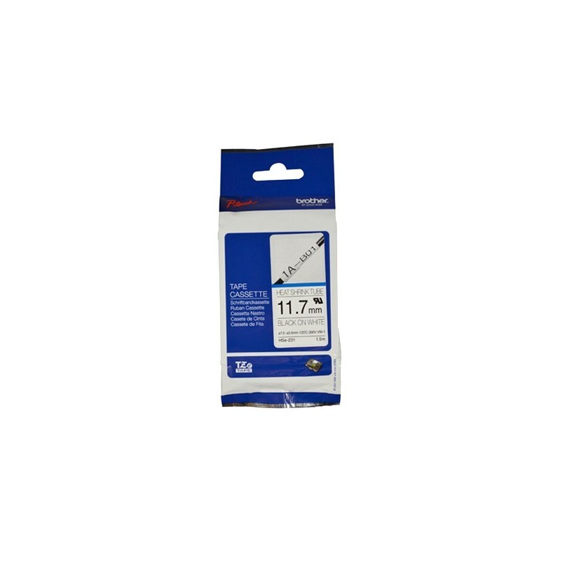Brother HSE-231, TZe, Negro sobre blanco, Poliolefina, Brother PT-E300VP, Ampolla, 1,5 m HSE231
