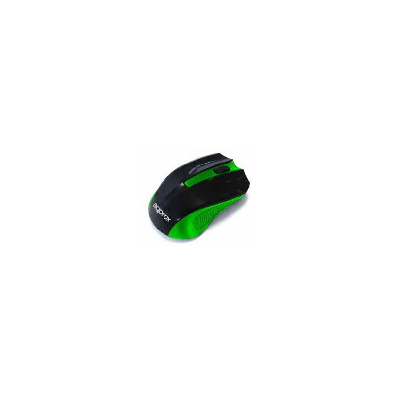MOUSE OPTICO INALAMBRICO APPROX APPWMEGP ECO CON 3 BOTONES NANO RECEPTOR 1200DPI COLOR NEGRO  VERDE