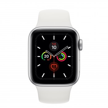 Apple Watch Series 5 GPS 40mm - Aluminio plata con correa deportiva en Blanco MWV62TY A