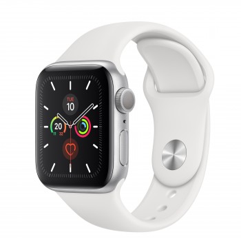 Apple Watch Series 5 GPS 40mm - Aluminio plata con correa deportiva en Blanco MWV62TY A